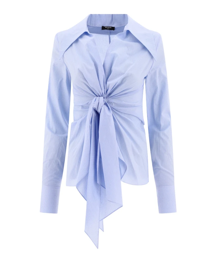 Рубашка с галстуком в мелкую клетку 100% хлопок Balmain, синий
Рубашка с галстуком в мелкую клетку 100% хлопок Balmain, синий