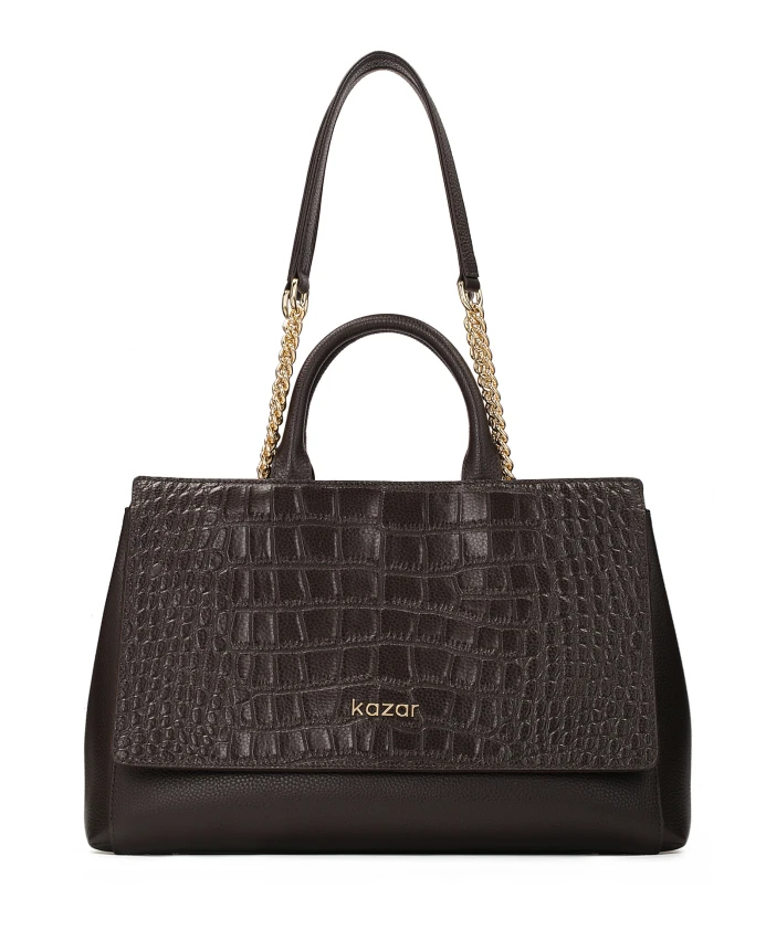 Шикарная сумочка в виде чемодана с ручками. Kazar, коричневый
Шикарная сумочка в виде чемодана с ручками. Kazar, коричневый