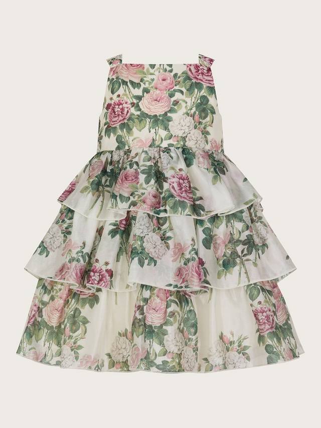 Детское платье из органзы Monsoon, слоновая кость/разноцветный