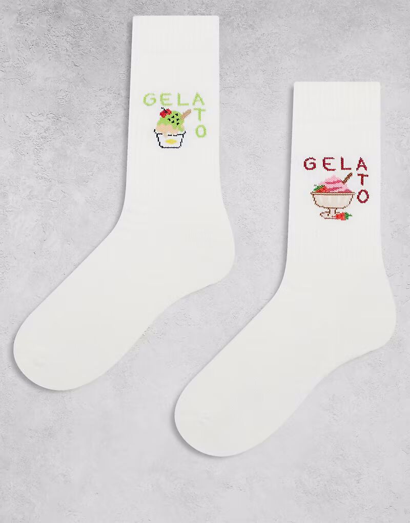 ASOS DESIGN 2 пары носков с принтом мороженого белого цвета
ASOS DESIGN 2 пары носков с принтом мороженого белого цвета