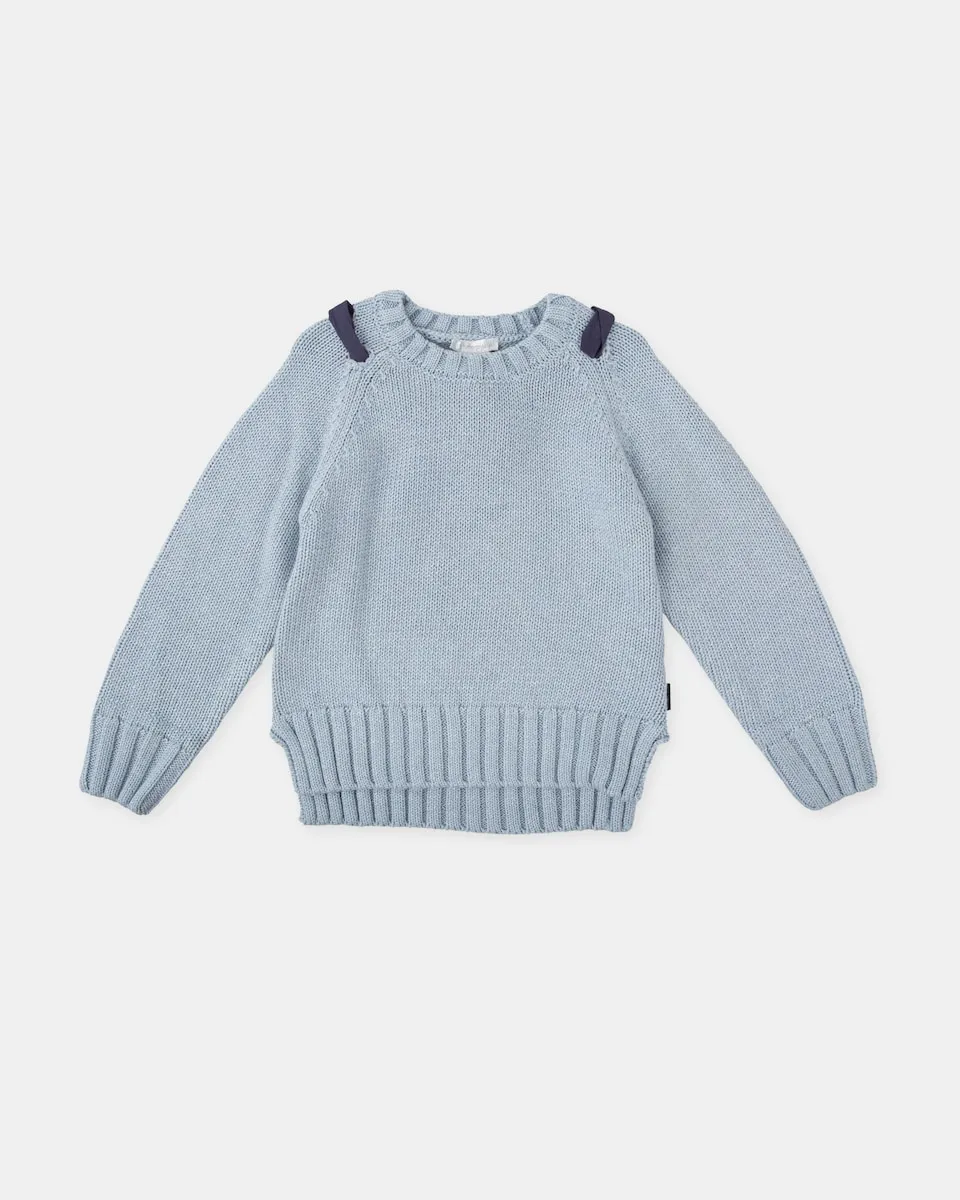 Вязаный свитер для девочки цвета фарфора с бантом на спине Tutto Piccolo
Вязаный свитер для девочки цвета фарфора с бантом на спине Tutto Piccolo