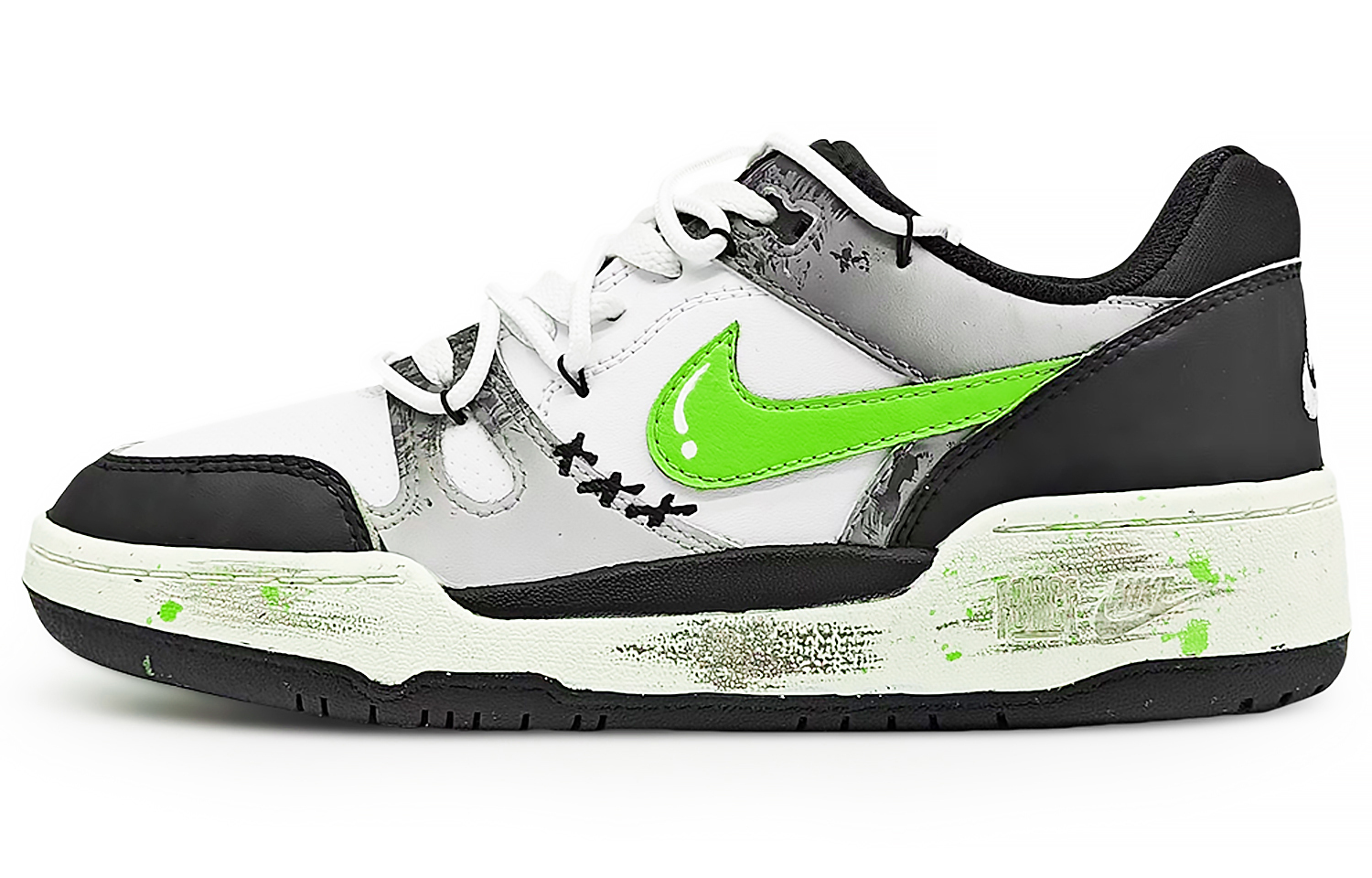 Nike Full Force SIN3A устойчивые к истиранию лоу-топы для скейтбординга мужские черно-бело-зеленые, цвет Black White Green 
Nike Full Force SIN3A устойчивые к истиранию лоу-топы для скейтбординга мужские черно-бело-зеленые, цвет Black White Green