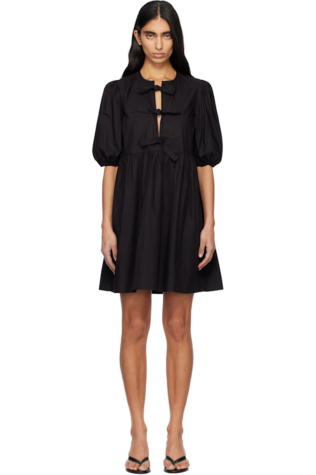 Мини-Платье из хлопкового поплина с завязками Ganni, черный
Мини-Платье из хлопкового поплина с завязками Ganni, черный