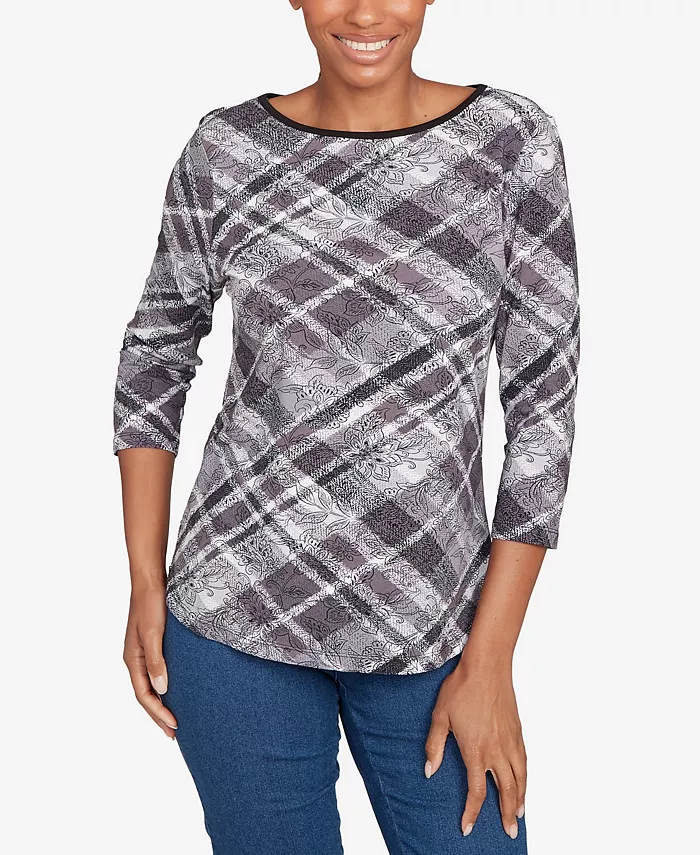 Миниатюрный клетчатый трикотажный топ с однотонной отделкой Ruby Rd., мультиколор
Миниатюрный клетчатый трикотажный топ с однотонной отделкой Ruby Rd., мультиколор