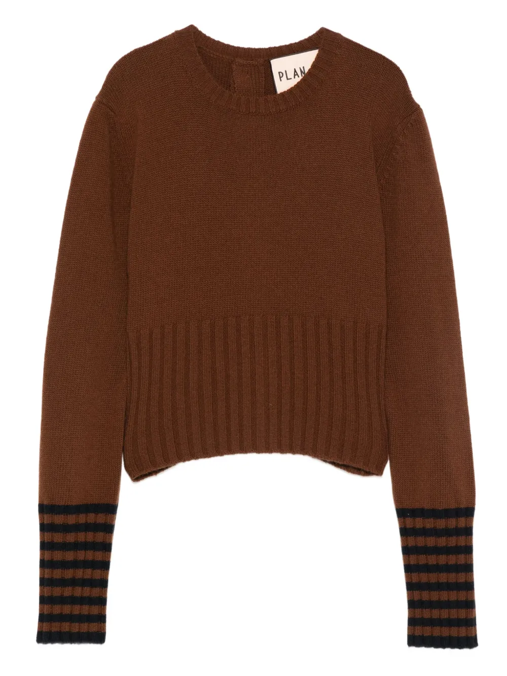 Шерстяной свитер с ребристыми манжетами Plan C, коричневый 
Шерстяной свитер с ребристыми манжетами Plan C, коричневый