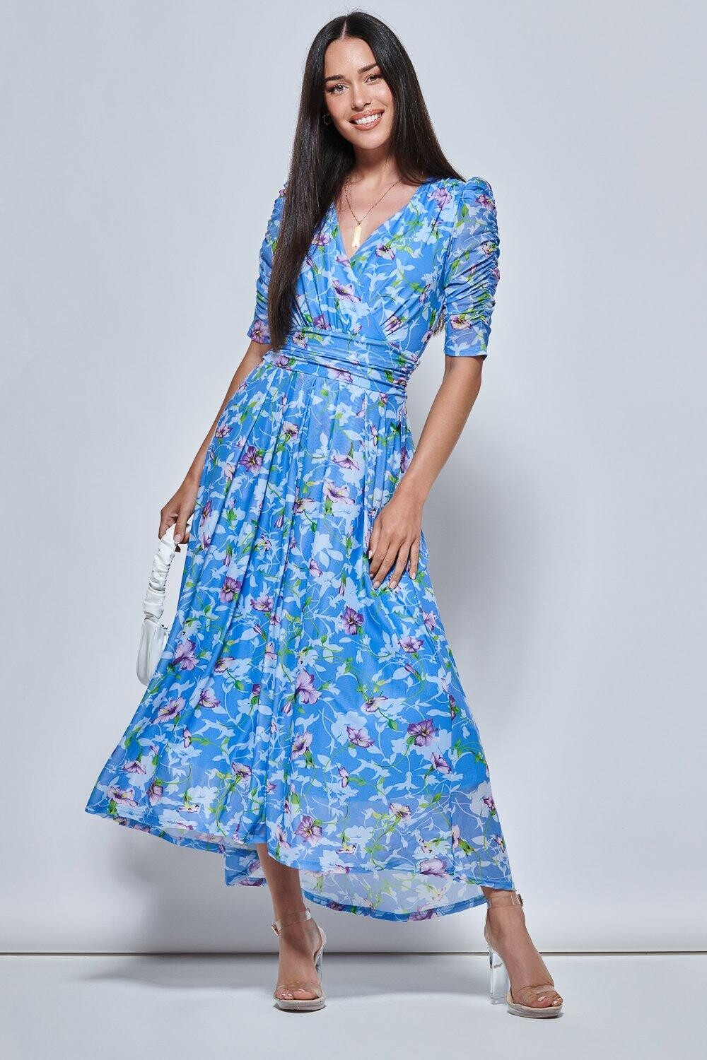 Платье макси из сетки с глубоким вырезом и принтом Jolie Moi, синий
Платье макси из сетки с глубоким вырезом и принтом Jolie Moi, синий