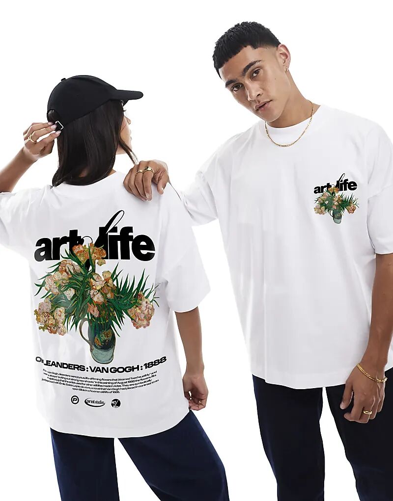 Футболка большого размера с принтом Ван Гога Орлеандера белого цвета 
Футболка большого размера с принтом Ван Гога Орлеандера белого цвета