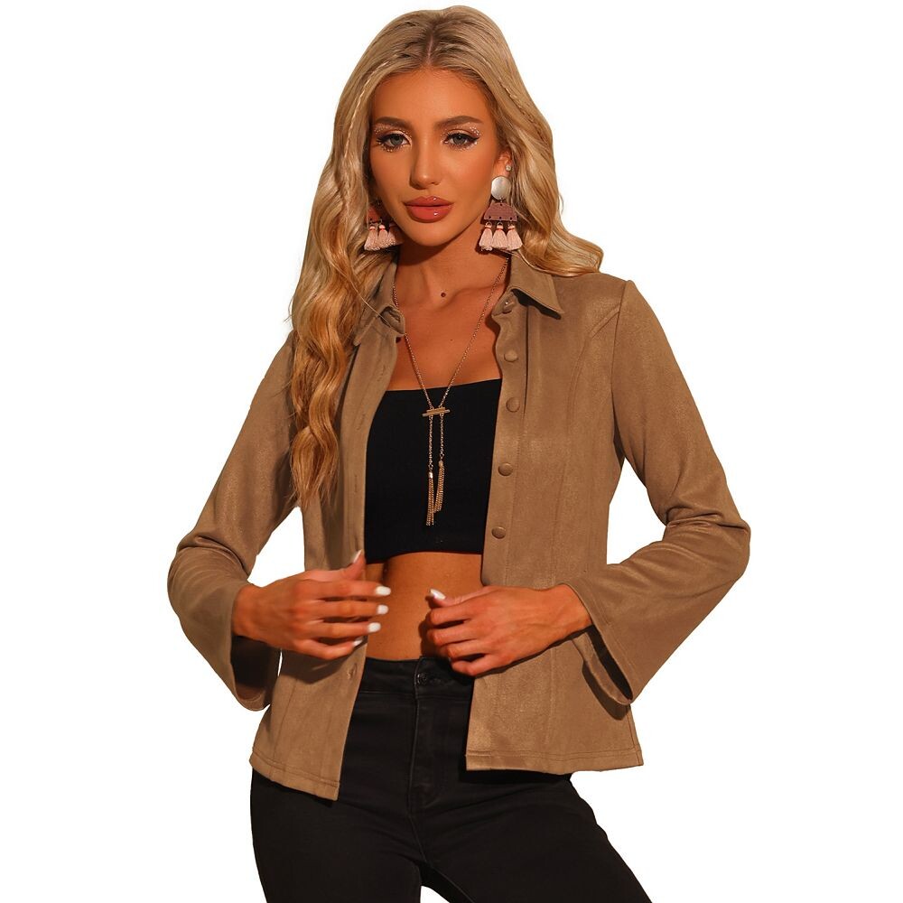 Женская рубашка из искусственной замши с острым воротником, повседневная блузка на пуговицах ALLEGRA K, коричневый
Женская рубашка из искусственной замши с острым воротником, повседневная блузка на пуговицах ALLEGRA K, коричневый