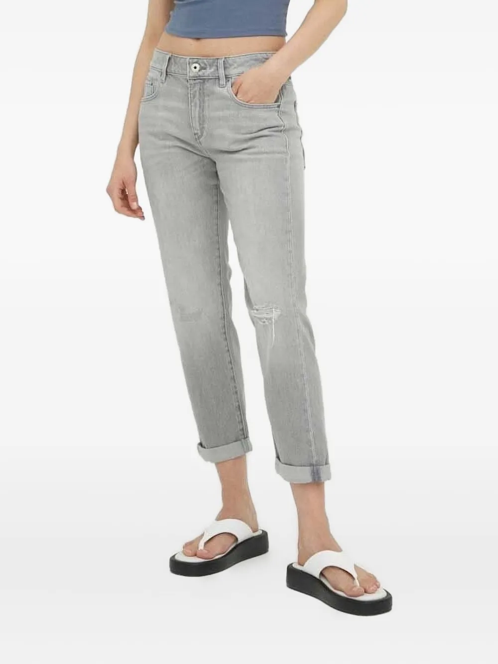 Укороченные джинсы с потертостями G-Star RAW, серый
Укороченные джинсы с потертостями G-Star RAW, серый