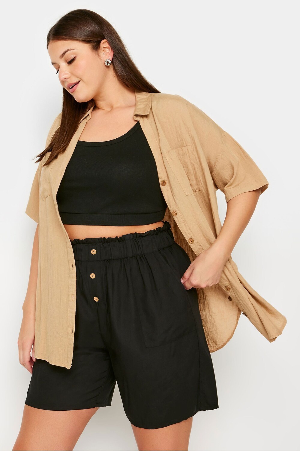 Шорты из бумажного пакета на пуговицах спереди Yours, черный
Шорты из бумажного пакета на пуговицах спереди Yours, черный