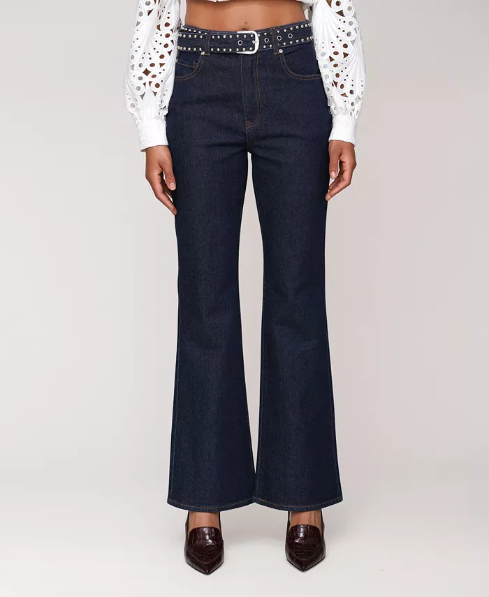 Женские джинсы Bootcut с высокой талией и заклепками на поясе Avec Les Filles, синий
Женские джинсы Bootcut с высокой талией и заклепками на поясе Avec Les Filles, синий