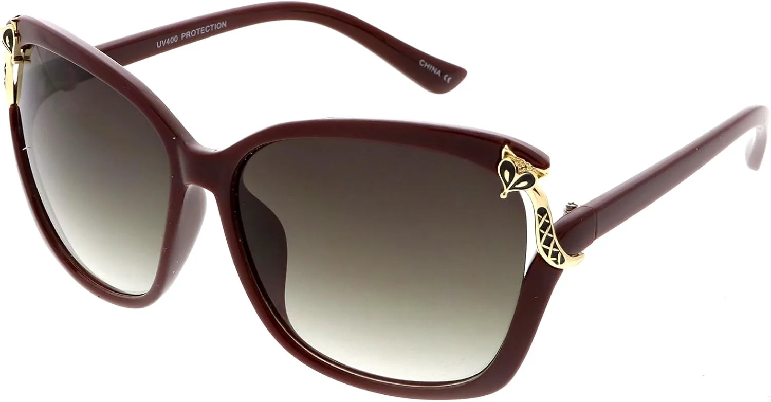 zeroUV - Женские солнцезащитные очки большого размера с металлическим декором в виде лисы, квадратной формы, диаметр линз 60 мм, Burgundy Gold / Lavender
zeroUV - Женские солнцезащитные очки большого размера с металлическим декором в виде лисы, квадратной формы, диаметр линз 60 мм, Burgundy Gold / Lavender