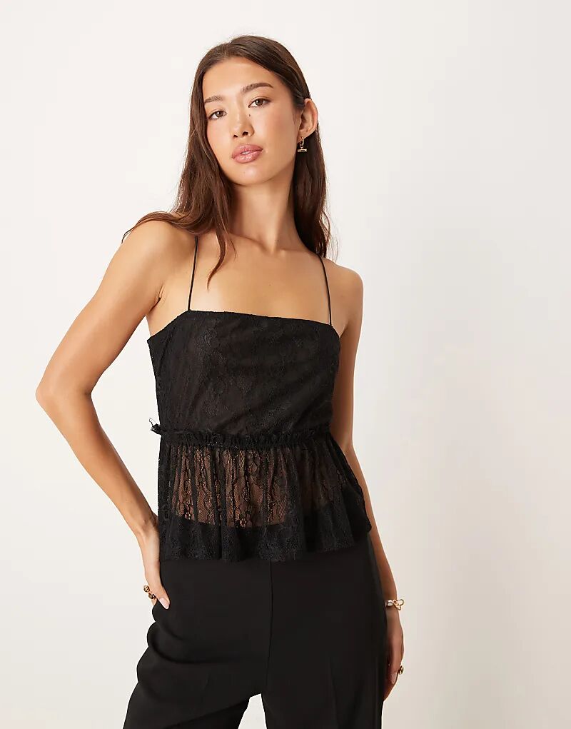 Черная кружевная майка ASOS DESIGN с квадратным вырезом и оборкой
Черная кружевная майка ASOS DESIGN с квадратным вырезом и оборкой