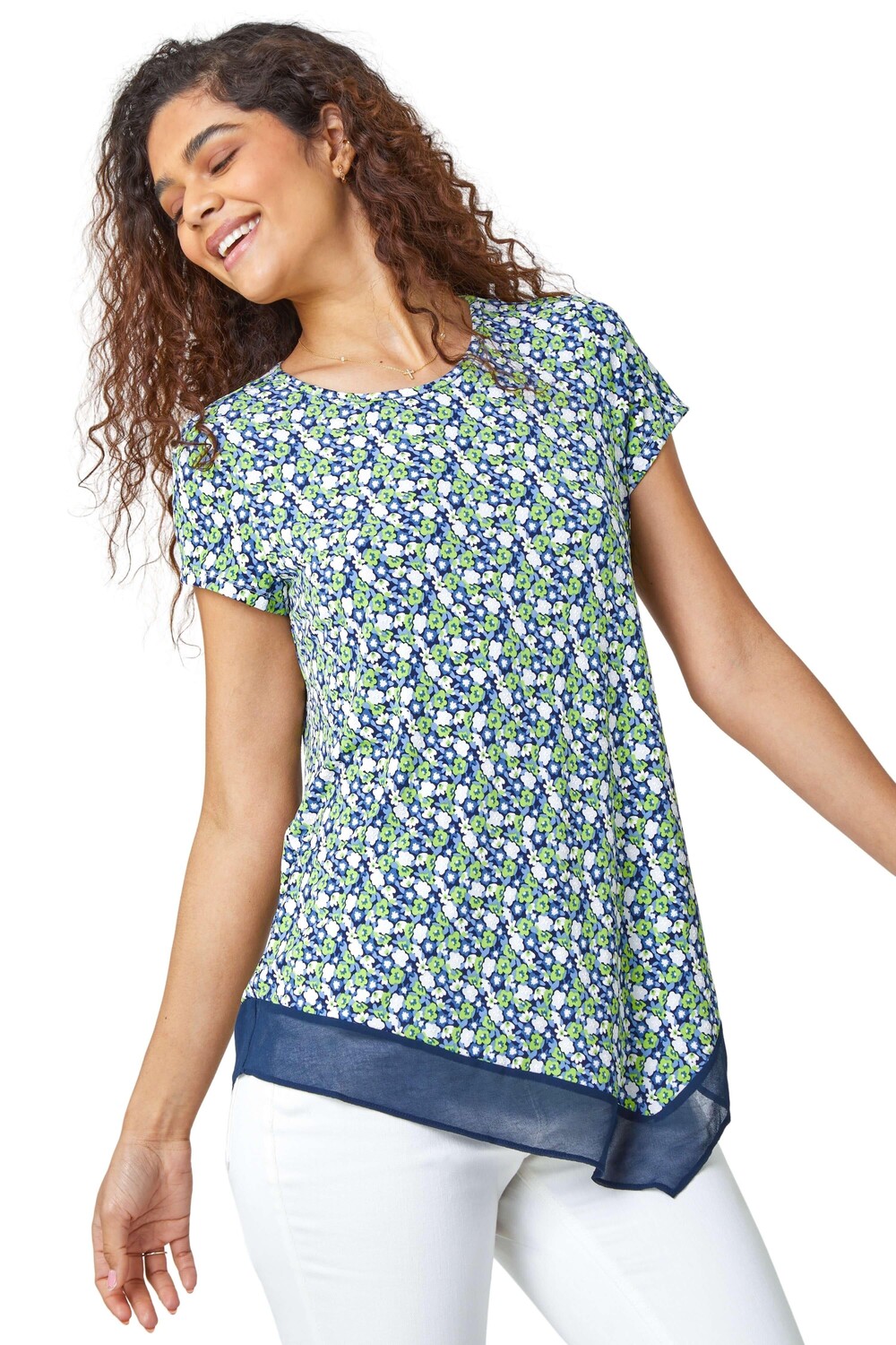 Асимметричный шифоновый топ с цветочным принтом Roman, зеленый
Асимметричный шифоновый топ с цветочным принтом Roman, зеленый