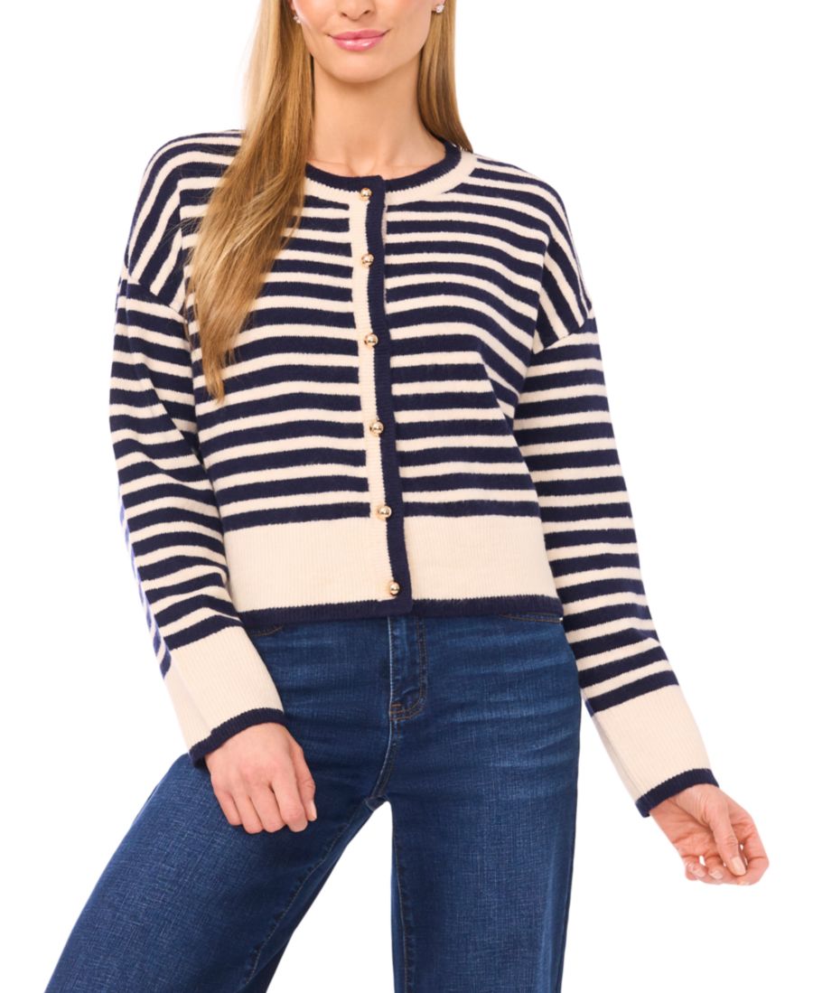Женский полосатый кардиган с длинными рукавами CeCe, Classic Navy
Женский полосатый кардиган с длинными рукавами CeCe, Classic Navy