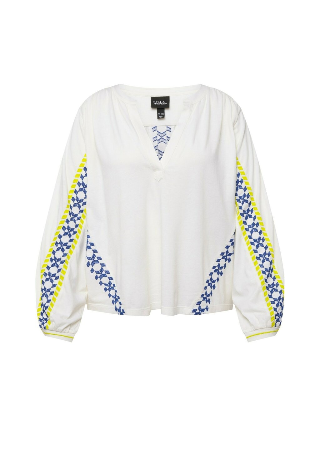 Блуза STRIPE DETAIL LONG SLEEVE Ulla Popken, белый 
Блуза STRIPE DETAIL LONG SLEEVE Ulla Popken, белый