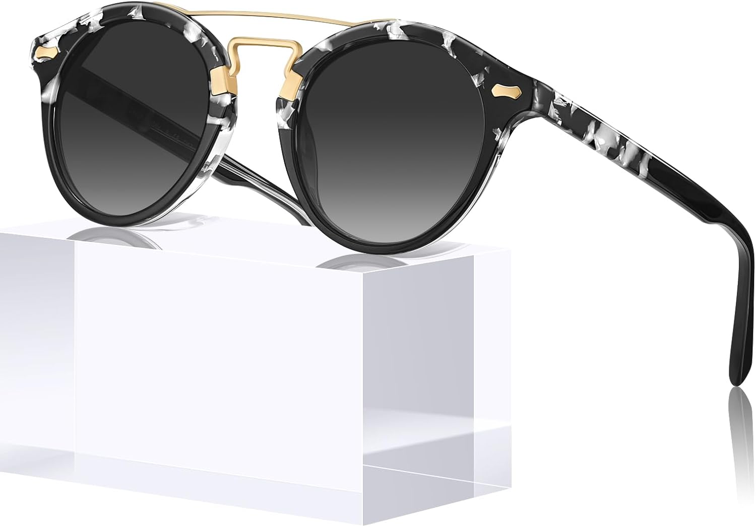 Солнцезащитные очки CARFIA Small Face Acetate Double Bridge для женщин, поляризованные, с защитой от УФ-излучения, в стиле ретро с металлическими перемычками, круглые, 6. Marbled Tortoise Frame Gradient Grey Lens
Солнцезащитные очки CARFIA Small Face Acetate Double Bridge для женщин, поляризованные, с защитой от УФ-излучения, в стиле ретро с металлическими перемычками, круглые, 6. Marbled Tortoise Frame Gradient Grey Lens