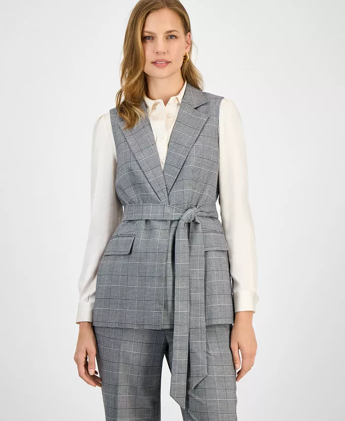 Женский клетчатый жилет с поясом, стандартный и миниатюрный Kasper, черный
Женский клетчатый жилет с поясом, стандартный и миниатюрный Kasper, черный