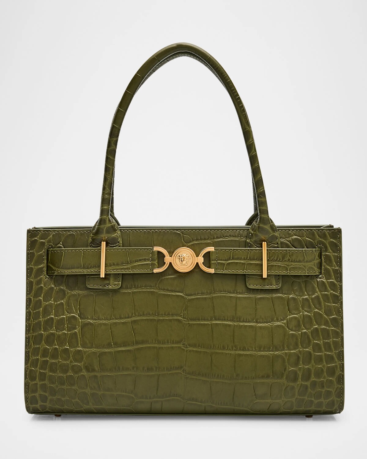 Большая сумка-тоут Medusa 95 среднего размера с тиснением под крокодила Versace, темно-оливковый
Большая сумка-тоут Medusa 95 среднего размера с тиснением под крокодила Versace, темно-оливковый