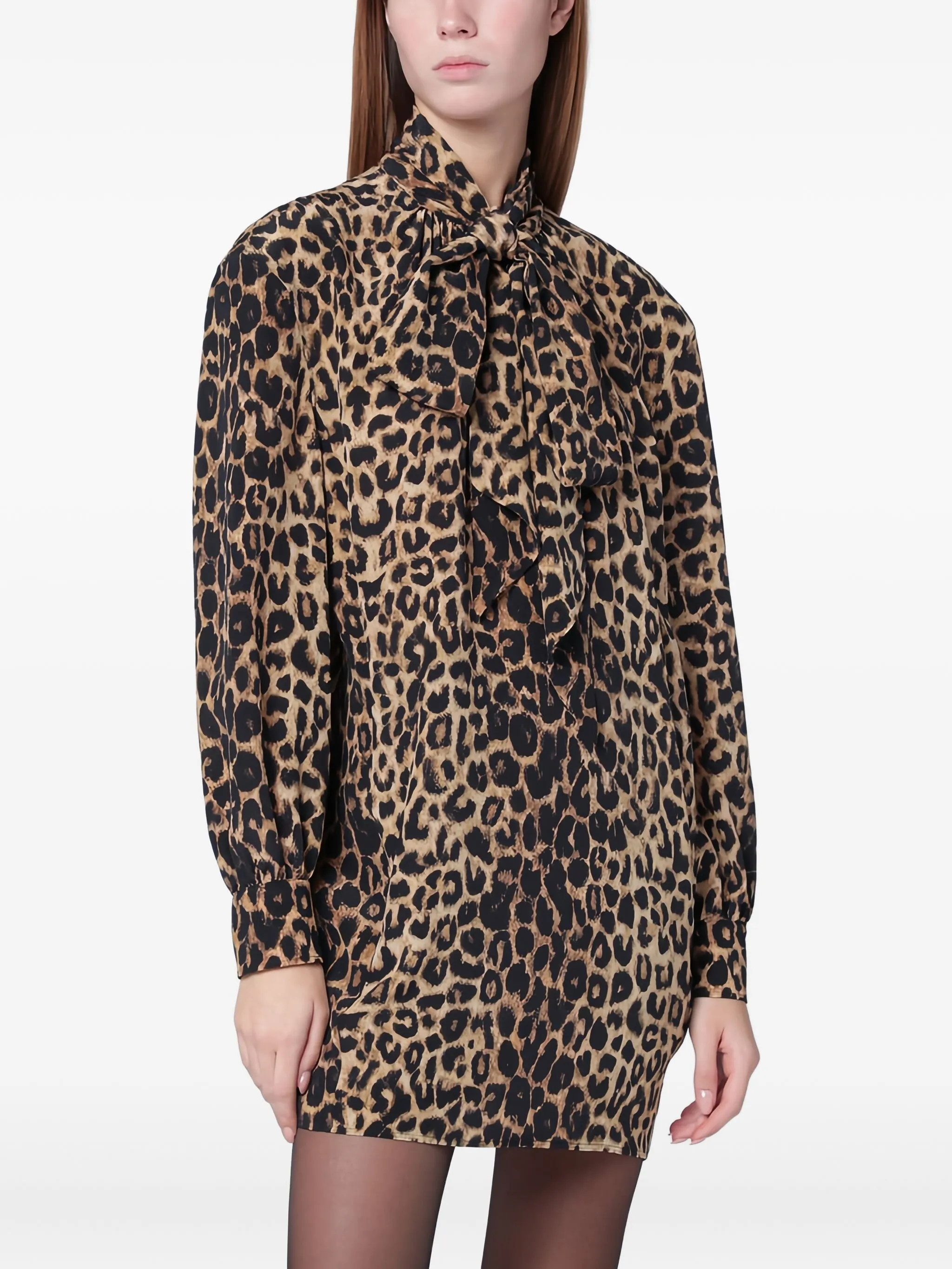Платье с леопардовым принтом и завязками Saint Laurent, коричневый
Платье с леопардовым принтом и завязками Saint Laurent, коричневый