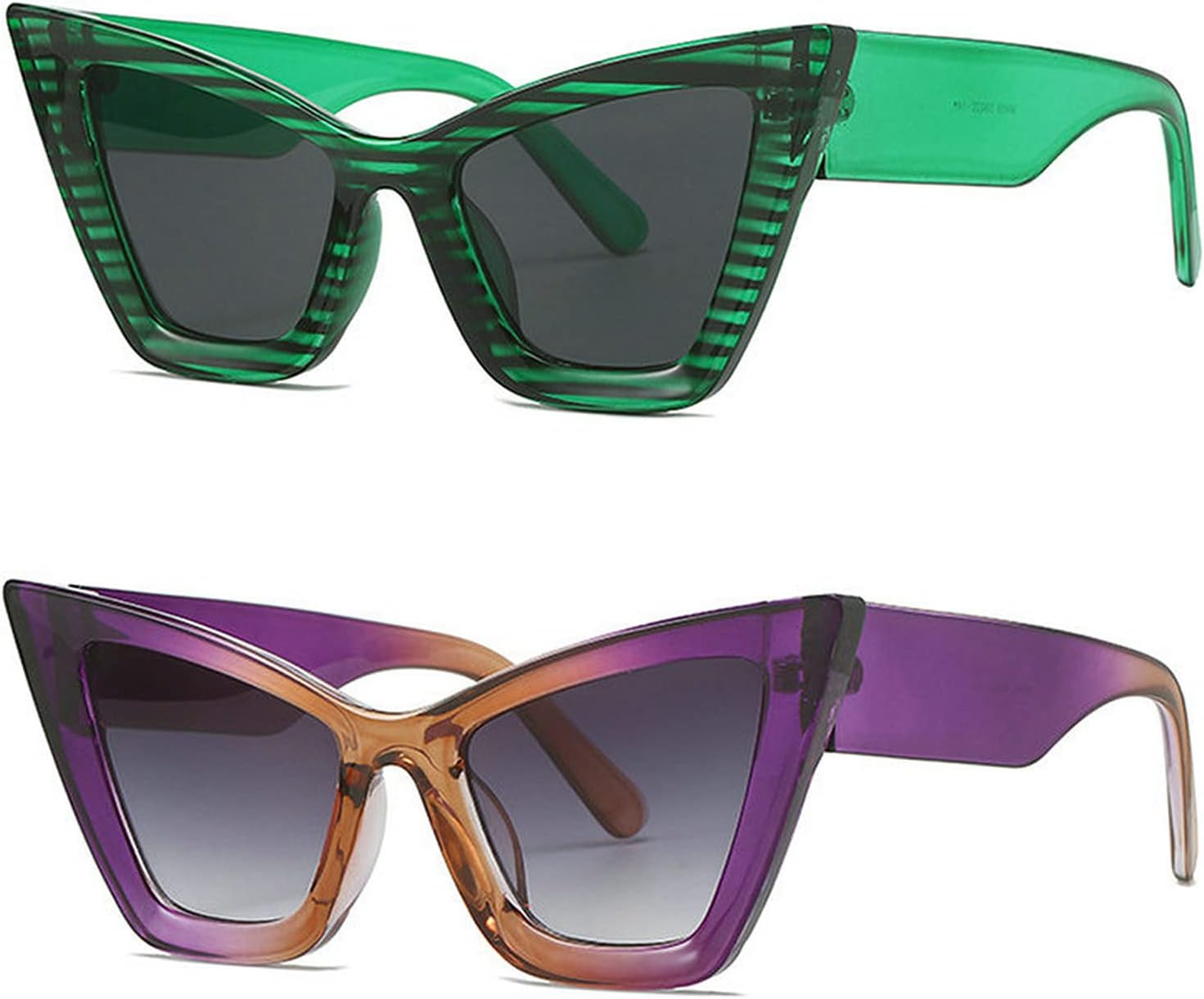 COTIA Модные солнцезащитные очки «кошачий глаз» в винтажном стиле, большие квадратные солнцезащитные очки в стиле «кошачий глаз» для женщин и мужчин, 2pcs Green+purple
COTIA Модные солнцезащитные очки «кошачий глаз» в винтажном стиле, большие квадратные солнцезащитные очки в стиле «кошачий глаз» для женщин и мужчин, 2pcs Green+purple