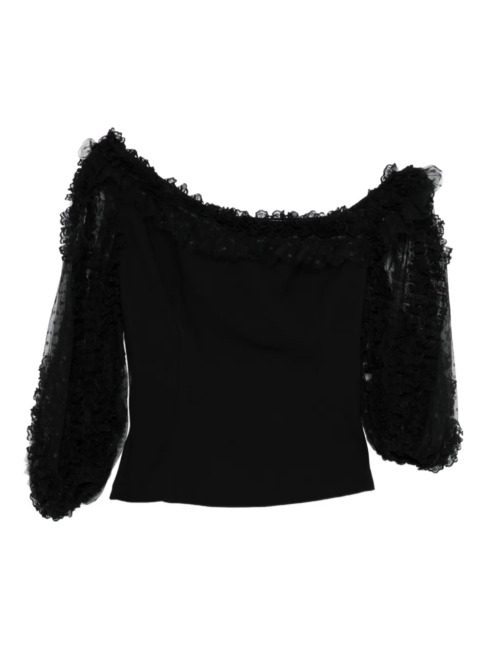 Блузка с оборками и кружевом Gemy Maalouf, черный
Блузка с оборками и кружевом Gemy Maalouf, черный