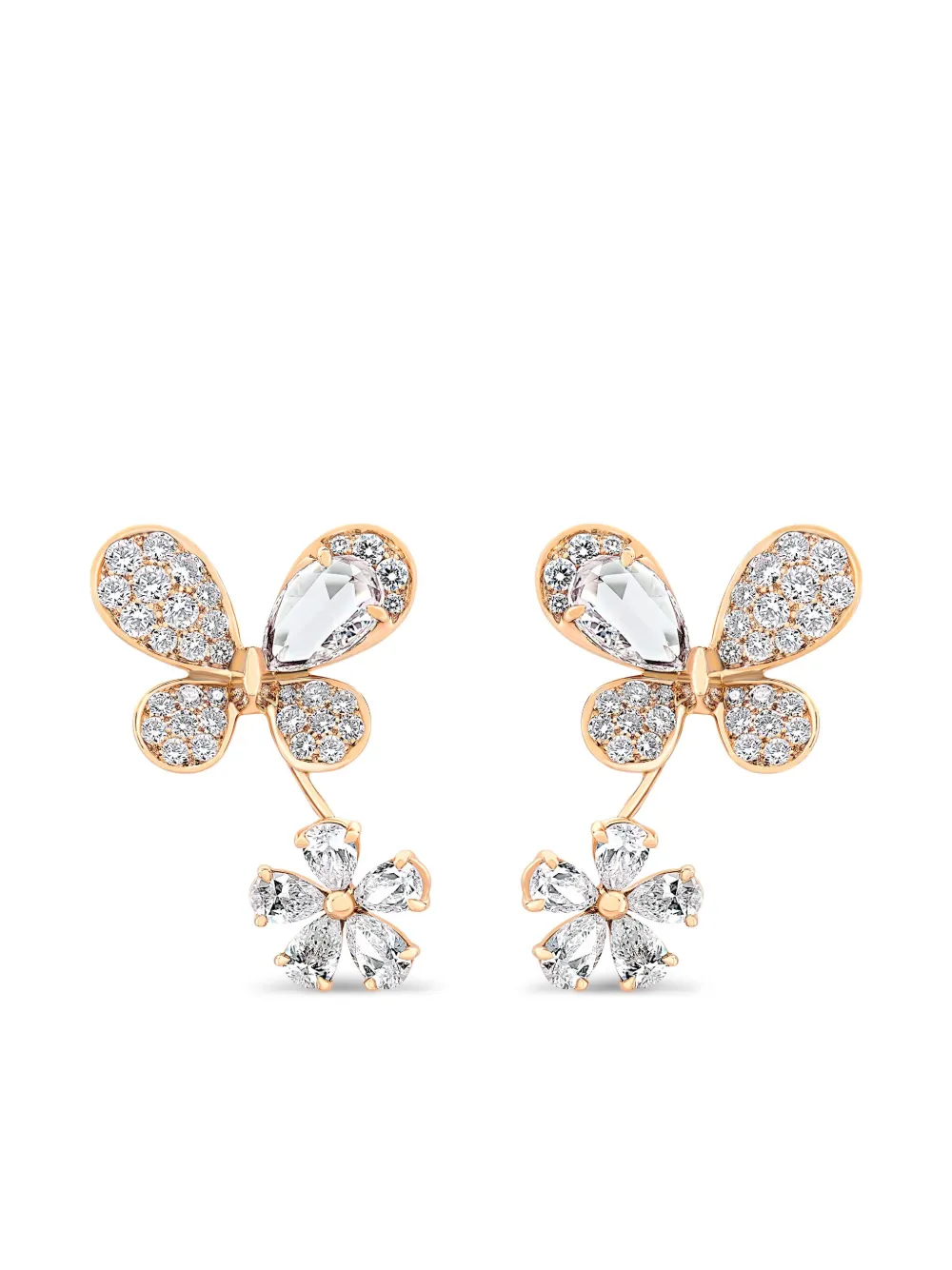 Серьги-подвески Pixie из желтого золота с бриллиантами David Morris, розовый 
Серьги-подвески Pixie из желтого золота с бриллиантами David Morris, розовый