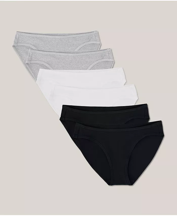 Женский бикини классического кроя из органического хлопка, повседневный, набор 6 шт Pact, серый 
Женский бикини классического кроя из органического хлопка, повседневный, набор 6 шт Pact, серый