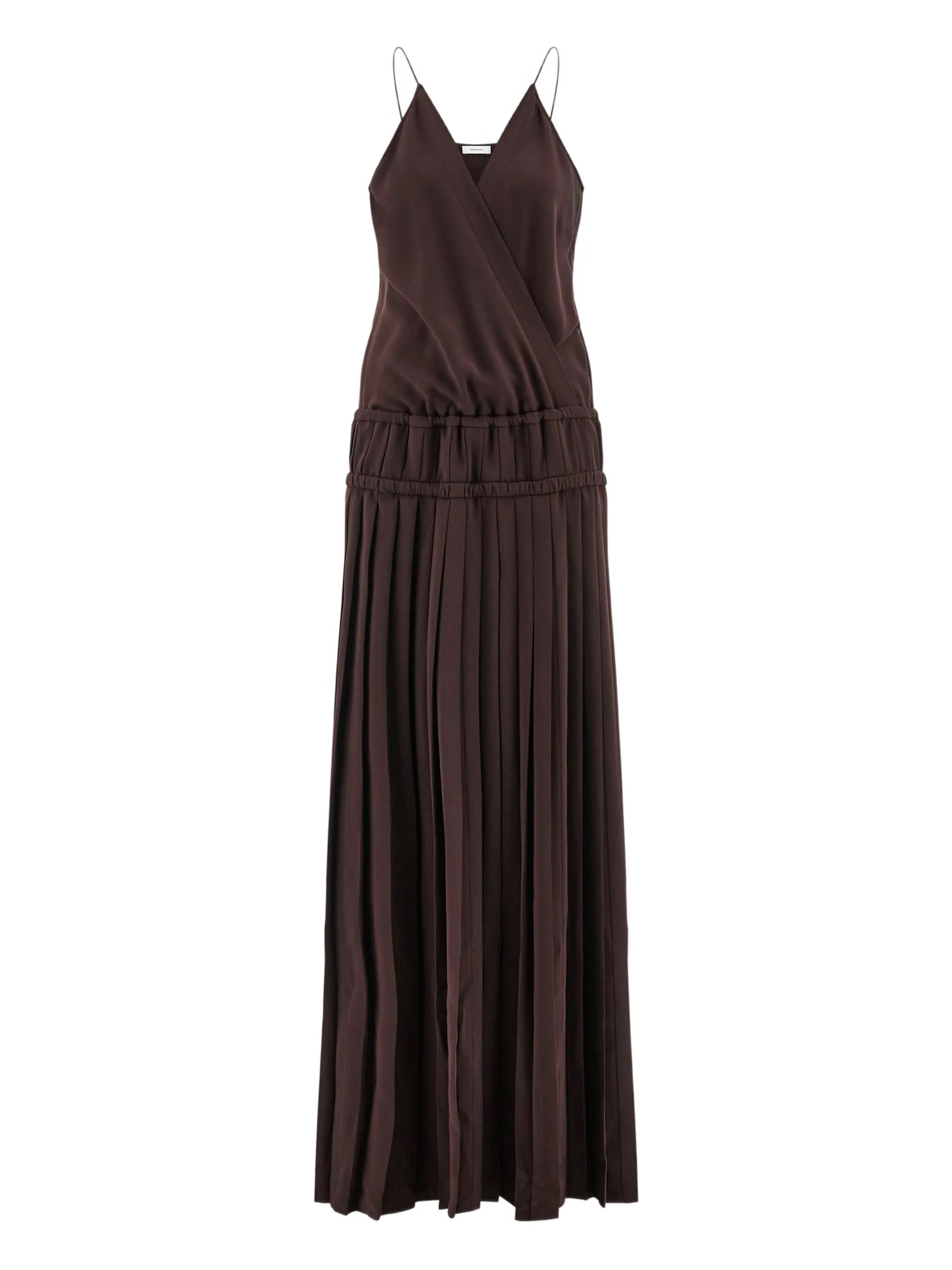 Платье макси с V-образным вырезом и складками Ferragamo, коричневый
Платье макси с V-образным вырезом и складками Ferragamo, коричневый