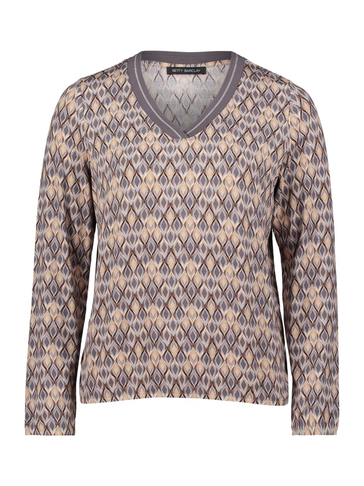 Блузка-рубашка с V-образным вырезом серо-бежевого цвета Betty Barclay
Блузка-рубашка с V-образным вырезом серо-бежевого цвета Betty Barclay