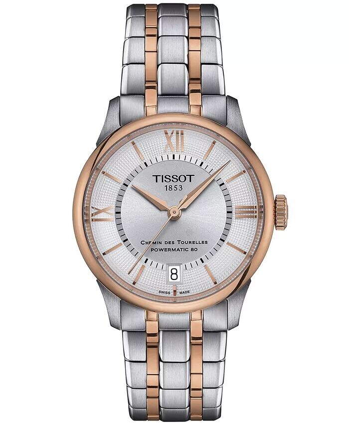 Женские швейцарские автоматические часы Chemin des Tourelles Powermatic 80, двухцветный браслет из нержавеющей стали, 34 мм Tissot
Женские швейцарские автоматические часы Chemin des Tourelles Powermatic 80, двухцветный браслет из нержавеющей стали, 34 мм Tissot