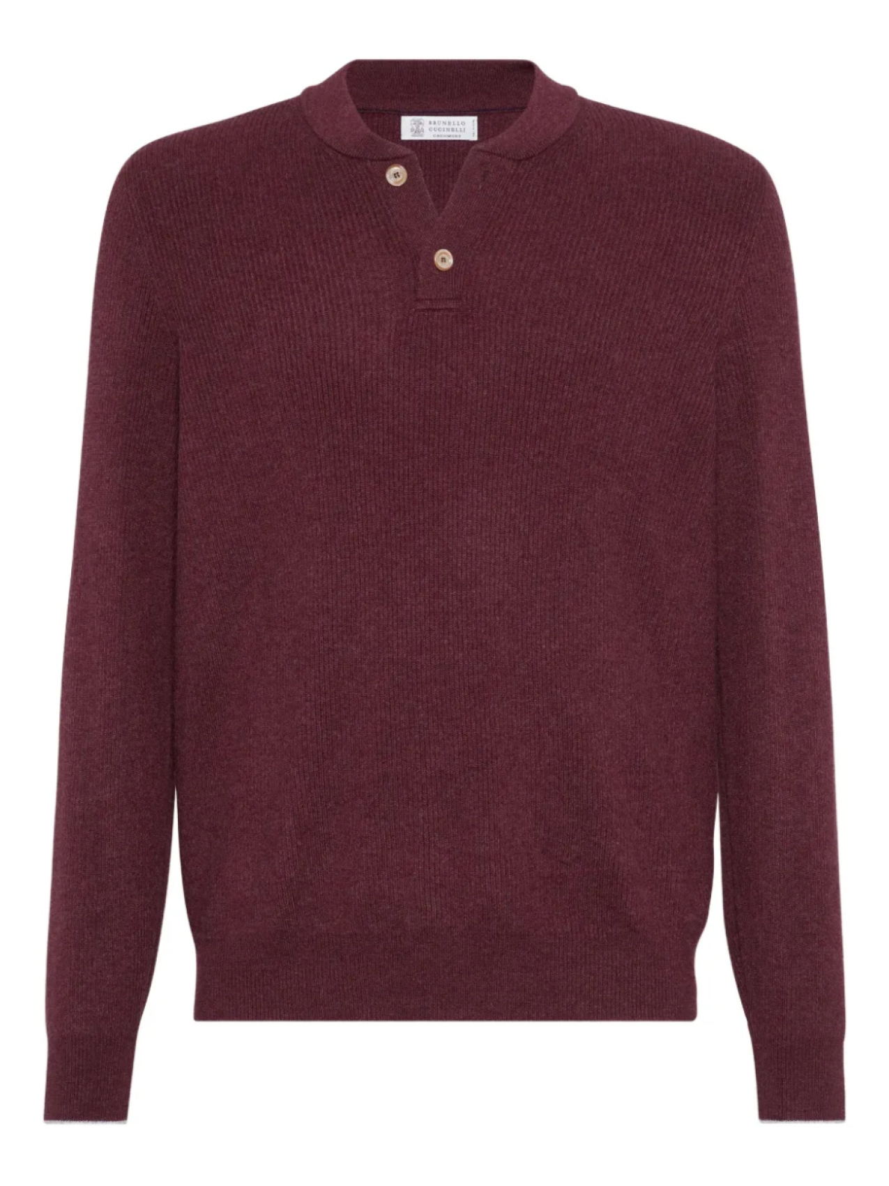Свитер-хенли в рубчик от Brunello Cucinelli, красный 
Свитер-хенли в рубчик от Brunello Cucinelli, красный