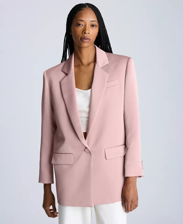 Женский пиджак из атласного твила с застежкой на одну пуговицу и воротником-стойкой Kenneth Cole, розовый
Женский пиджак из атласного твила с застежкой на одну пуговицу и воротником-стойкой Kenneth Cole, розовый
