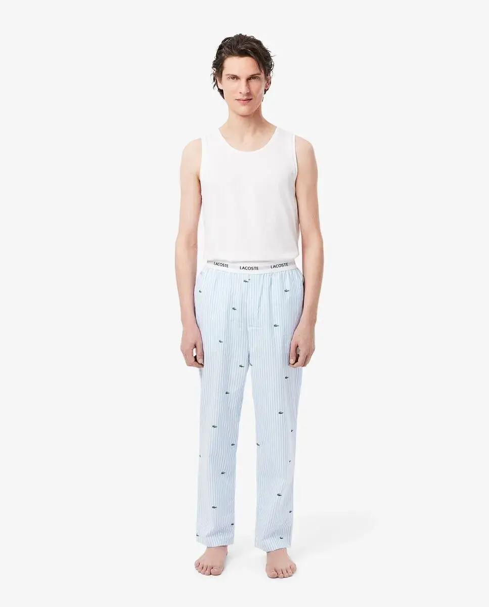 Мужские пижамные брюки из хлопка в синюю полоску Lacoste, синий
Мужские пижамные брюки из хлопка в синюю полоску Lacoste, синий