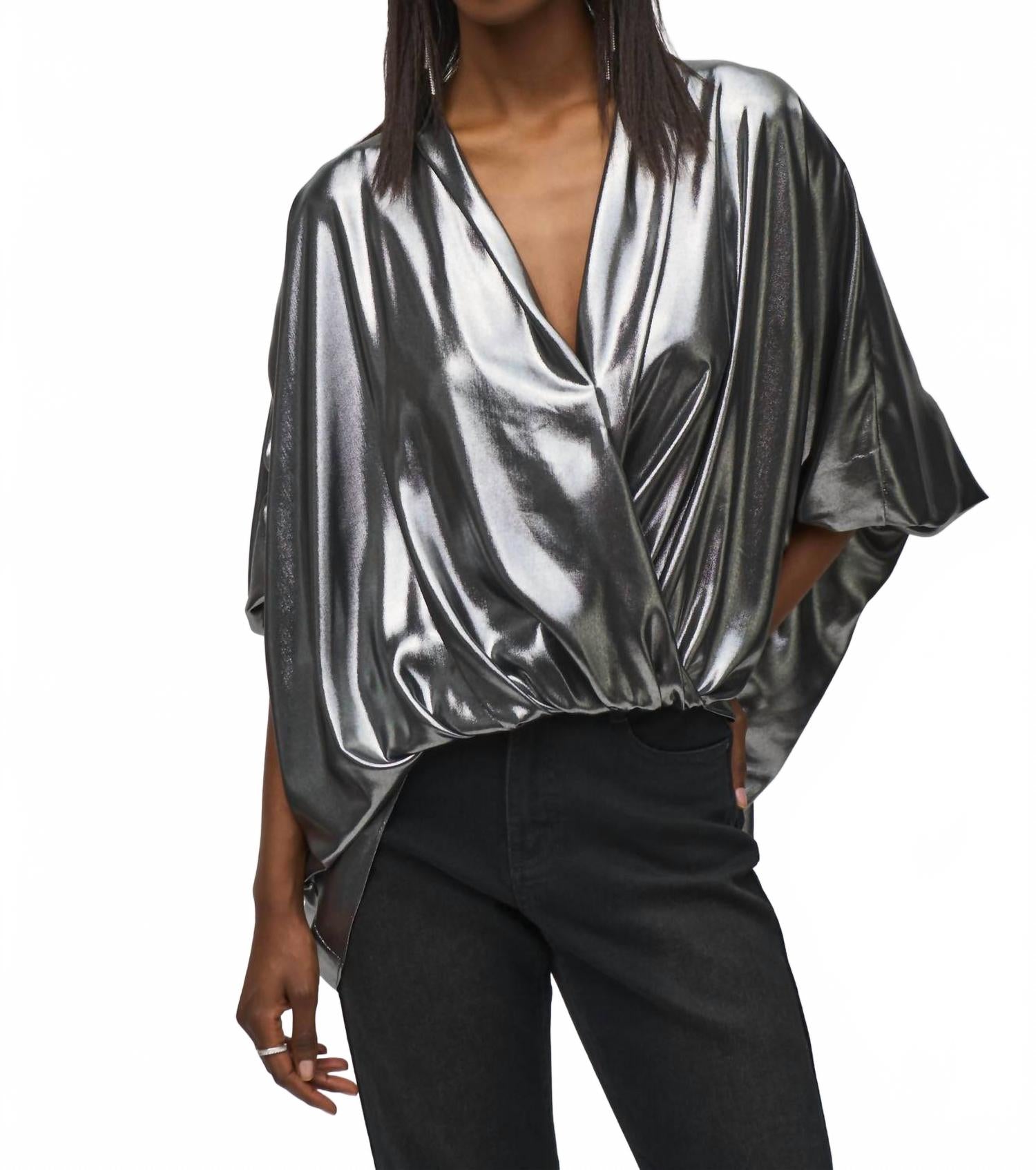 Металлизированный шифоновый топ с фольгой в цвете певтер Joseph Ribkoff, Pewter 
Металлизированный шифоновый топ с фольгой в цвете певтер Joseph Ribkoff, Pewter