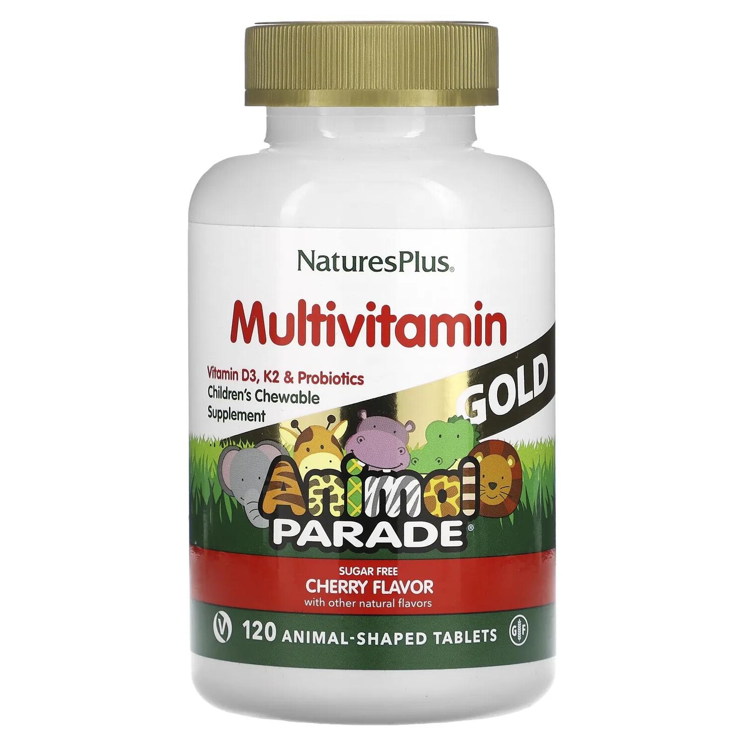 Nature's Plus Source of Life Animal Parade Gold Children's Chewable Multi-Vitamin & Mineral Supplement Natural Cherry Flavor 120 Animal-Shaped Tablets
Nature's Plus Source of Life Animal Parade Gold Children's Chewable Multi-Vitamin & Mineral Supplement Natural Cherry Flavor 120 Animal-Shaped Tablets