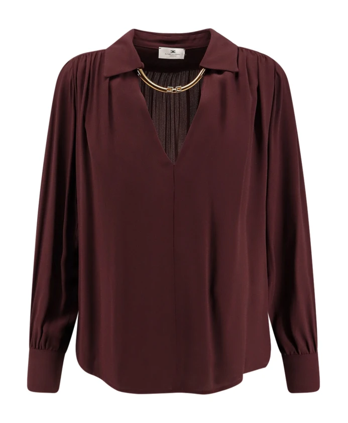 Рубашка с V-образным вырезом и металлическими деталями Elisabetta Franchi, коричневый
Рубашка с V-образным вырезом и металлическими деталями Elisabetta Franchi, коричневый