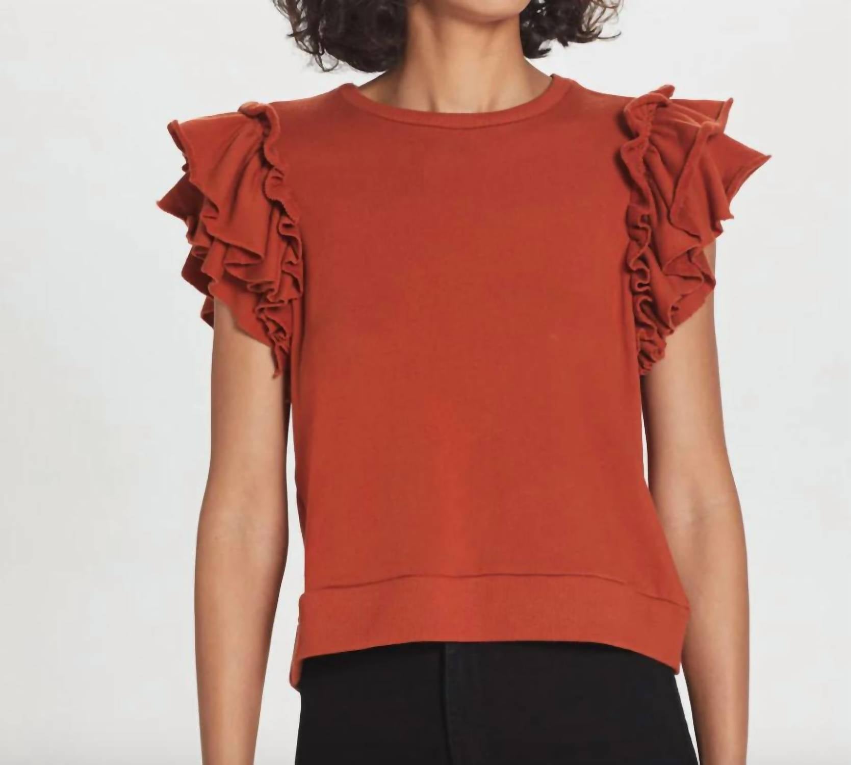 Топ из французского терри с рукавами-крылышками в цвете Picante GOLDIE
Топ из французского терри с рукавами-крылышками в цвете Picante GOLDIE