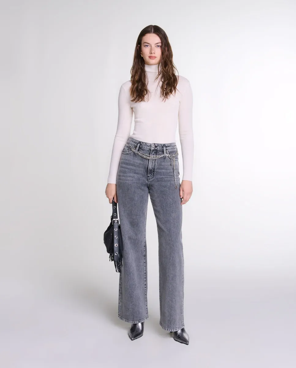 Широкие женские джинсы с цепочным ремнем Maje, серый
Широкие женские джинсы с цепочным ремнем Maje, серый