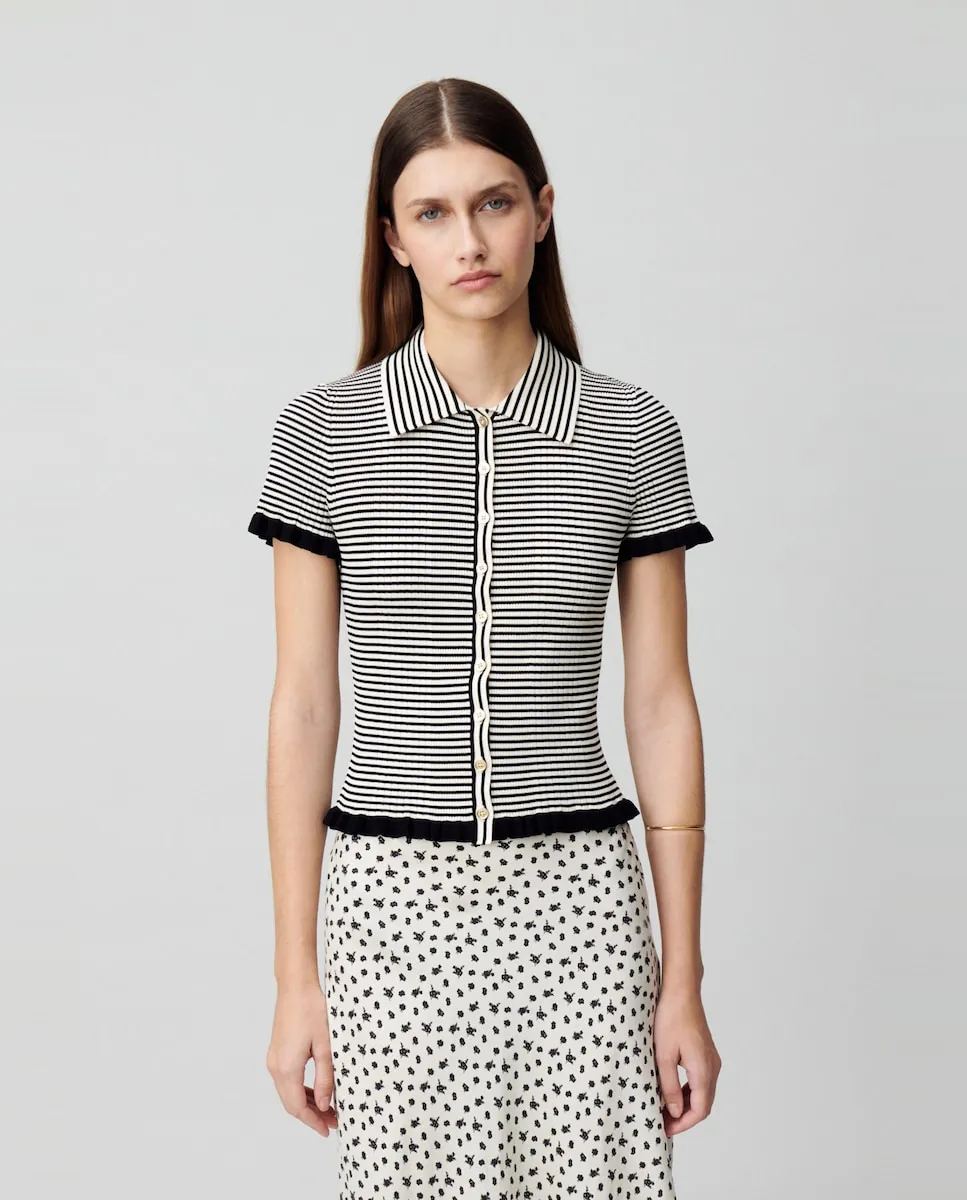 Женская полосатая вязаная куртка на пуговицах Claudie Pierlot, белый
Женская полосатая вязаная куртка на пуговицах Claudie Pierlot, белый