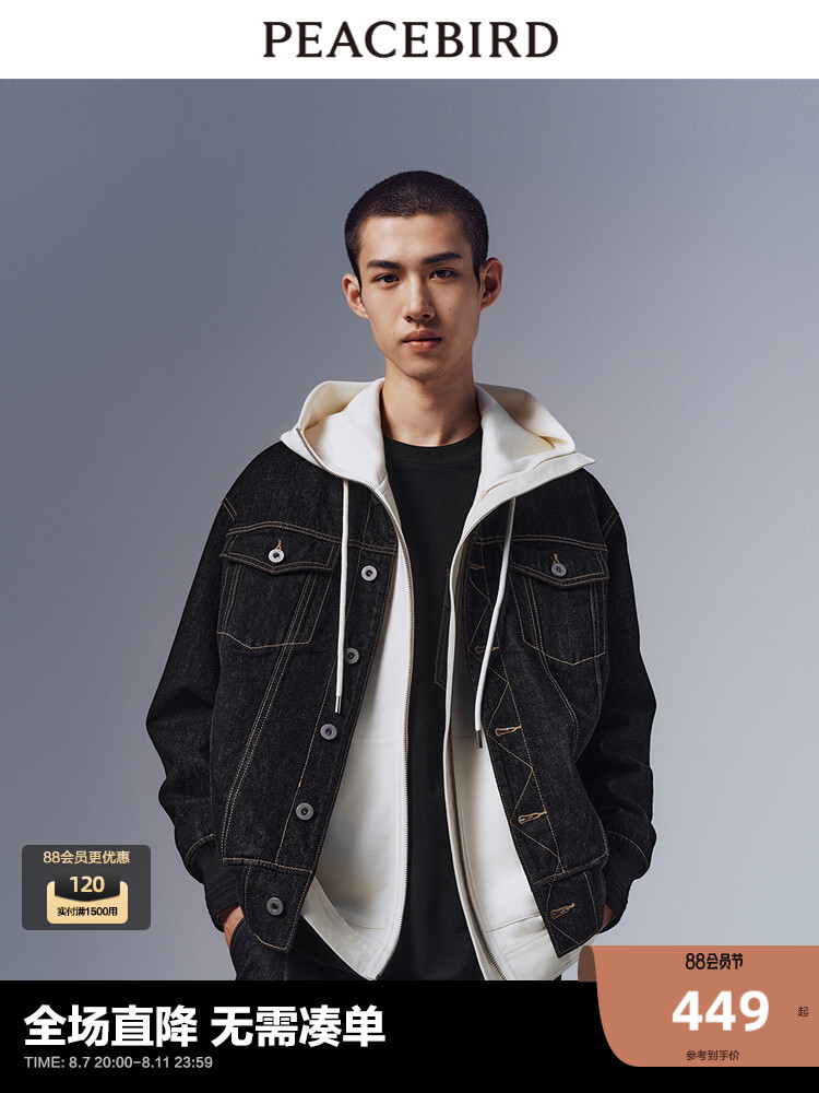 Мужская джинсовая куртка Peacebird с отстрочкой, темно-синий
Мужская джинсовая куртка Peacebird с отстрочкой, темно-синий