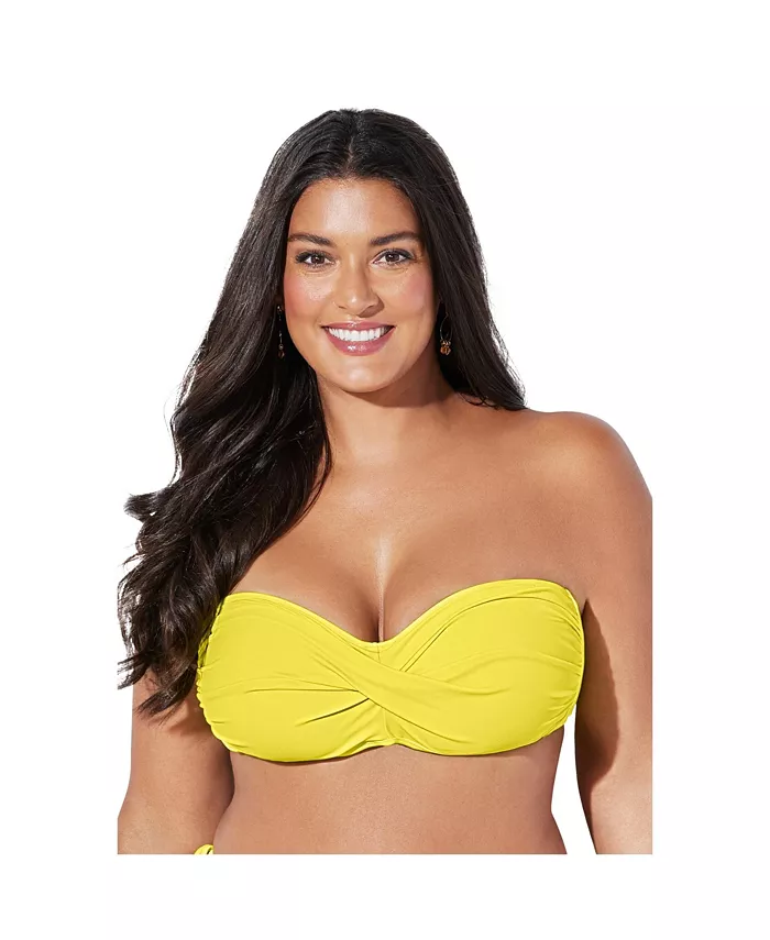 Женский бикини-топ-бандо со сборками на День святого Валентина Swimsuits for All, желтый
Женский бикини-топ-бандо со сборками на День святого Валентина Swimsuits for All, желтый