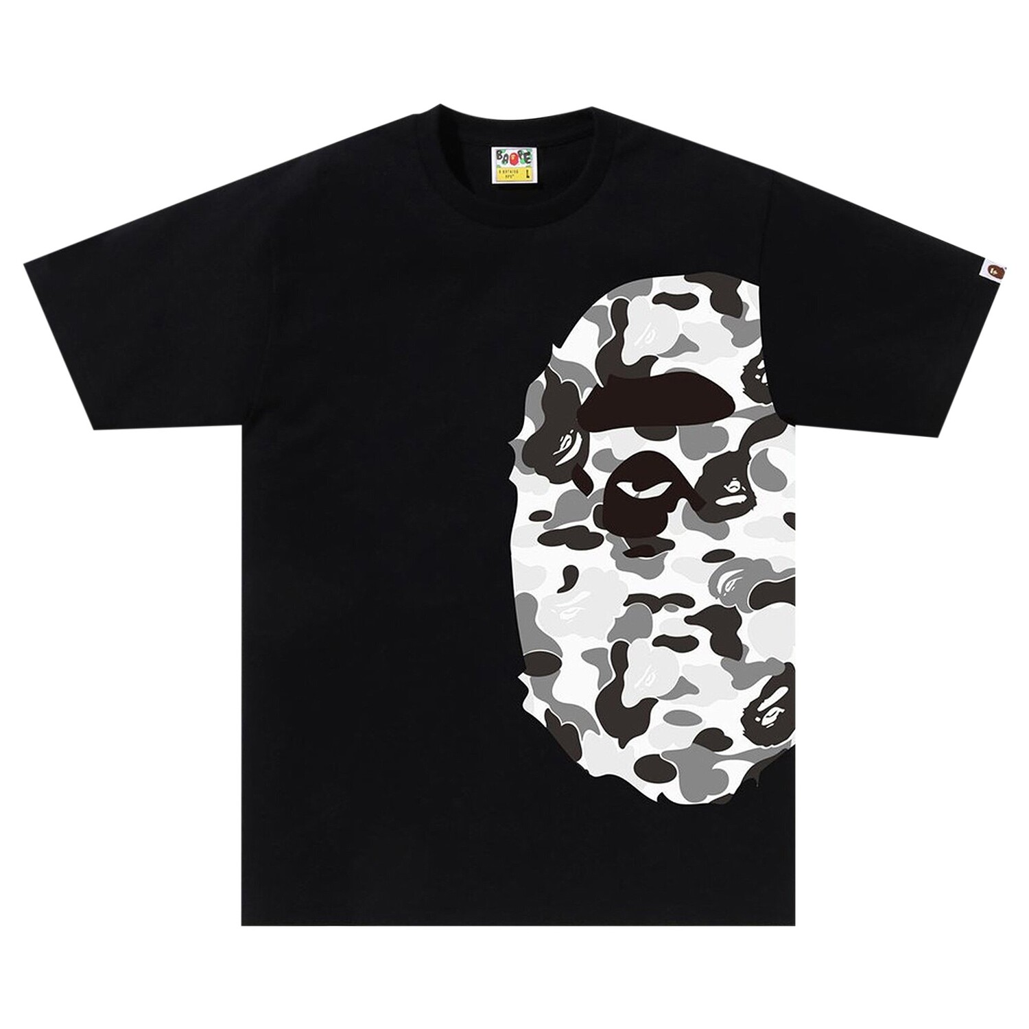 BAPE ABC Камуфляжная футболка с изображением головы большой обезьяны, цвет черный/серый
BAPE ABC Камуфляжная футболка с изображением головы большой обезьяны, цвет черный/серый