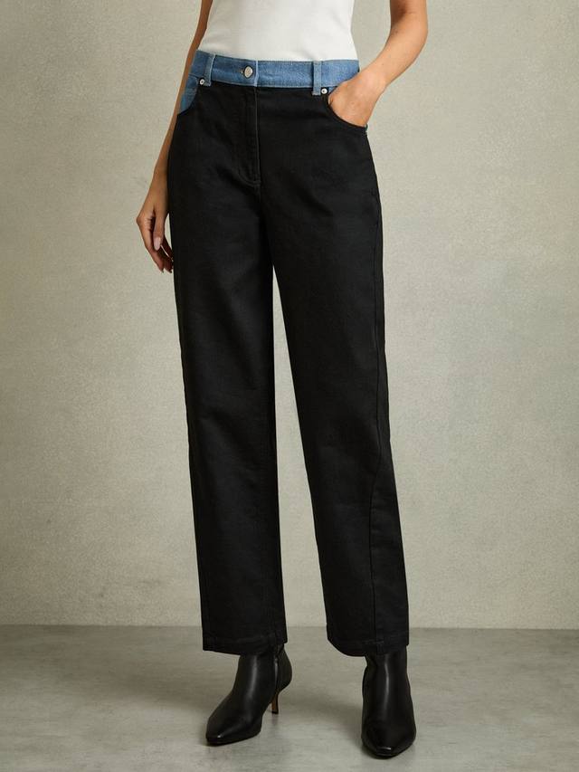 Джинсы с прямыми штанинами petite maddie с контрастной талией Reiss, черный
Джинсы с прямыми штанинами petite maddie с контрастной талией Reiss, черный