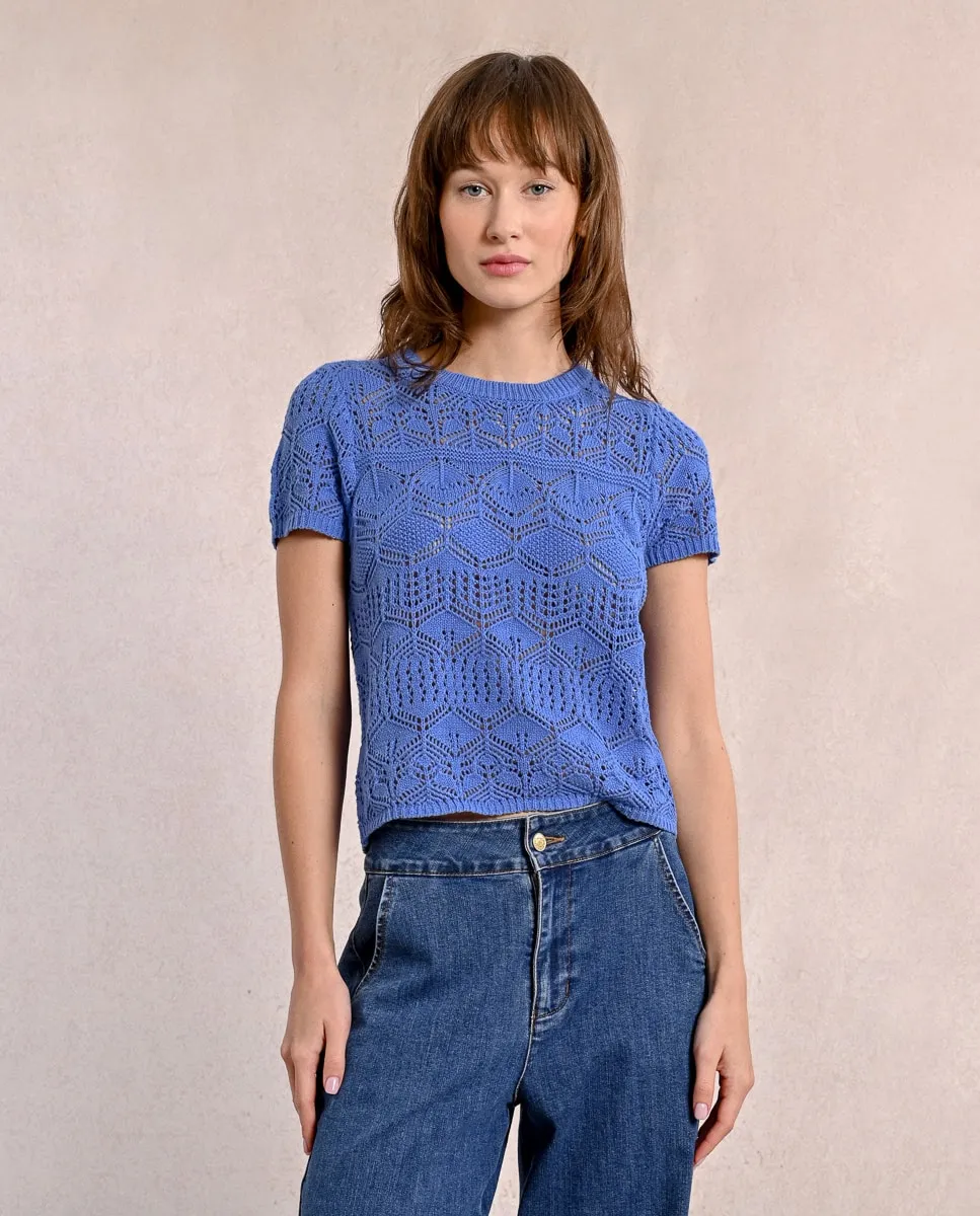Женский ажурный свитер с короткими рукавами Molly Bracken, синий
Женский ажурный свитер с короткими рукавами Molly Bracken, синий