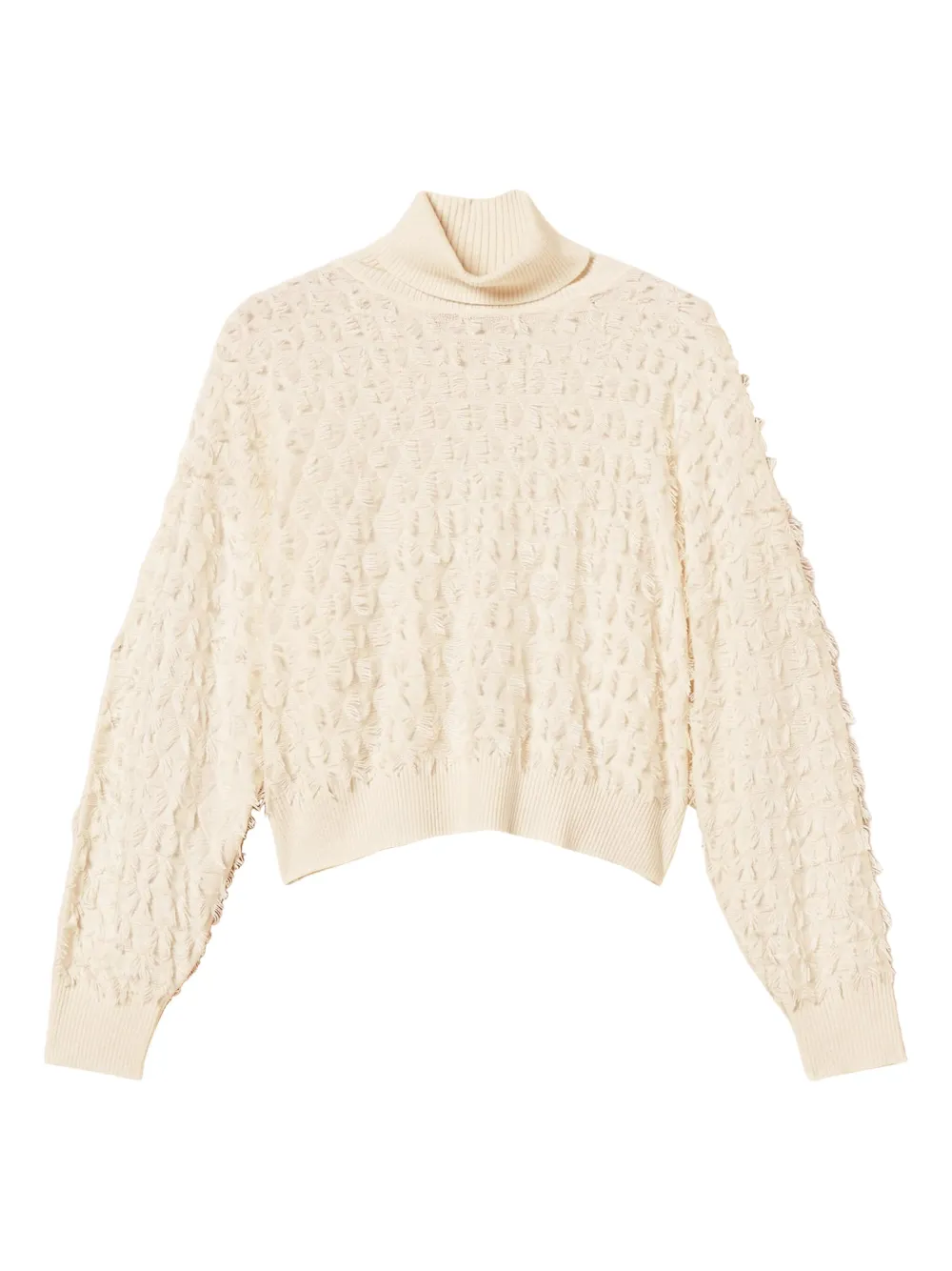 Свитер с высоким воротником и бахромой TWINSET, белый
Свитер с высоким воротником и бахромой TWINSET, белый