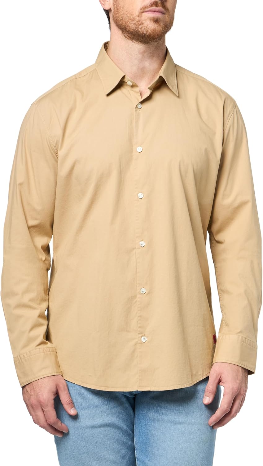 HUGO Мужская приталенная фланелевая рубашка на пуговицах, Pumice Stone
HUGO Мужская приталенная фланелевая рубашка на пуговицах, Pumice Stone