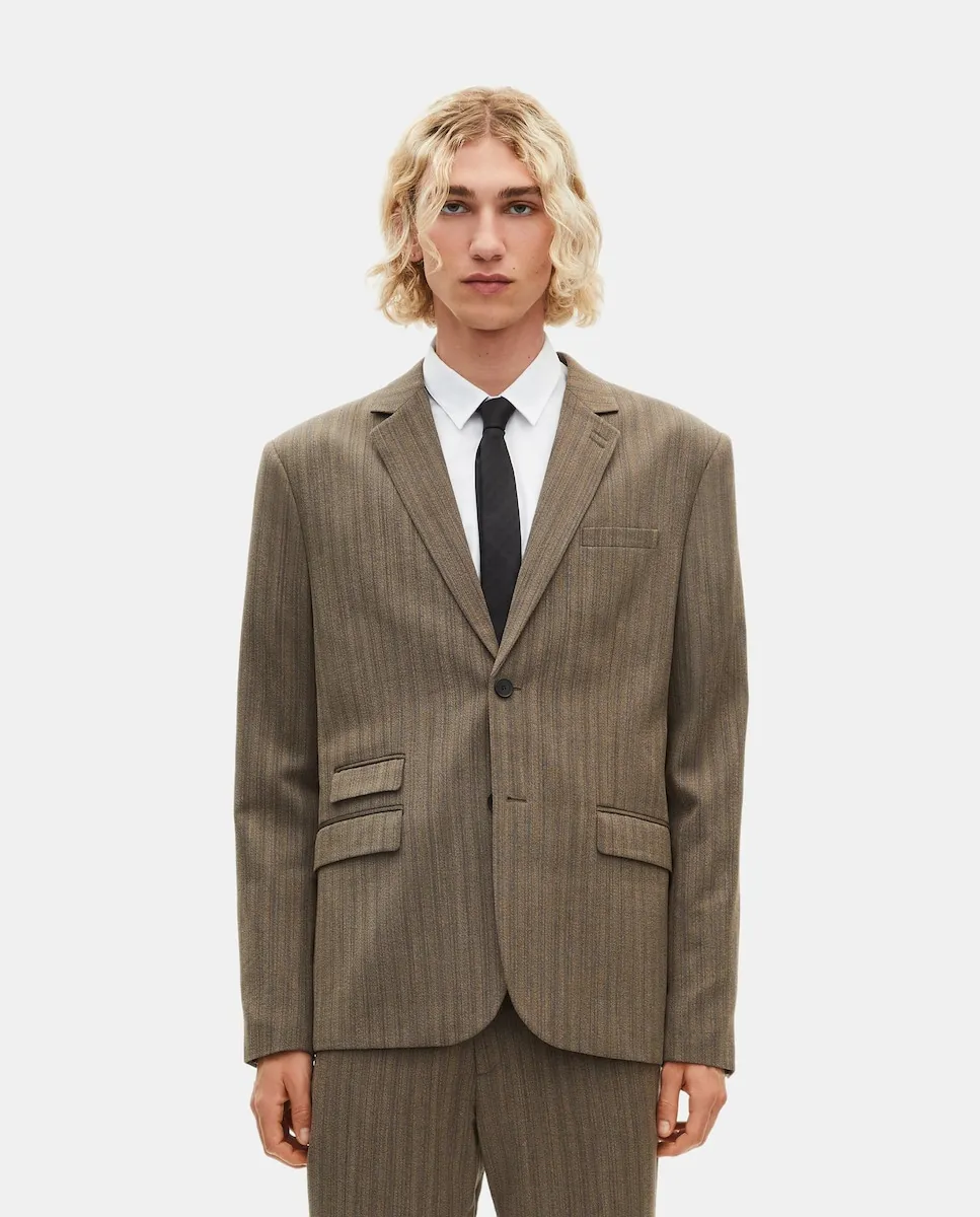 Мужской полосатый костюмный пиджак The Kooples, коричневый
Мужской полосатый костюмный пиджак The Kooples, коричневый