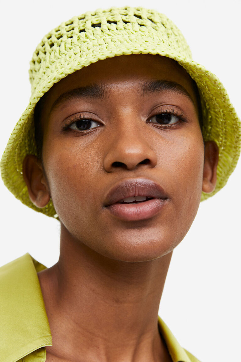 Соломенная шляпа, связанная крючком H&M, желтый 
Соломенная шляпа, связанная крючком H&M, желтый