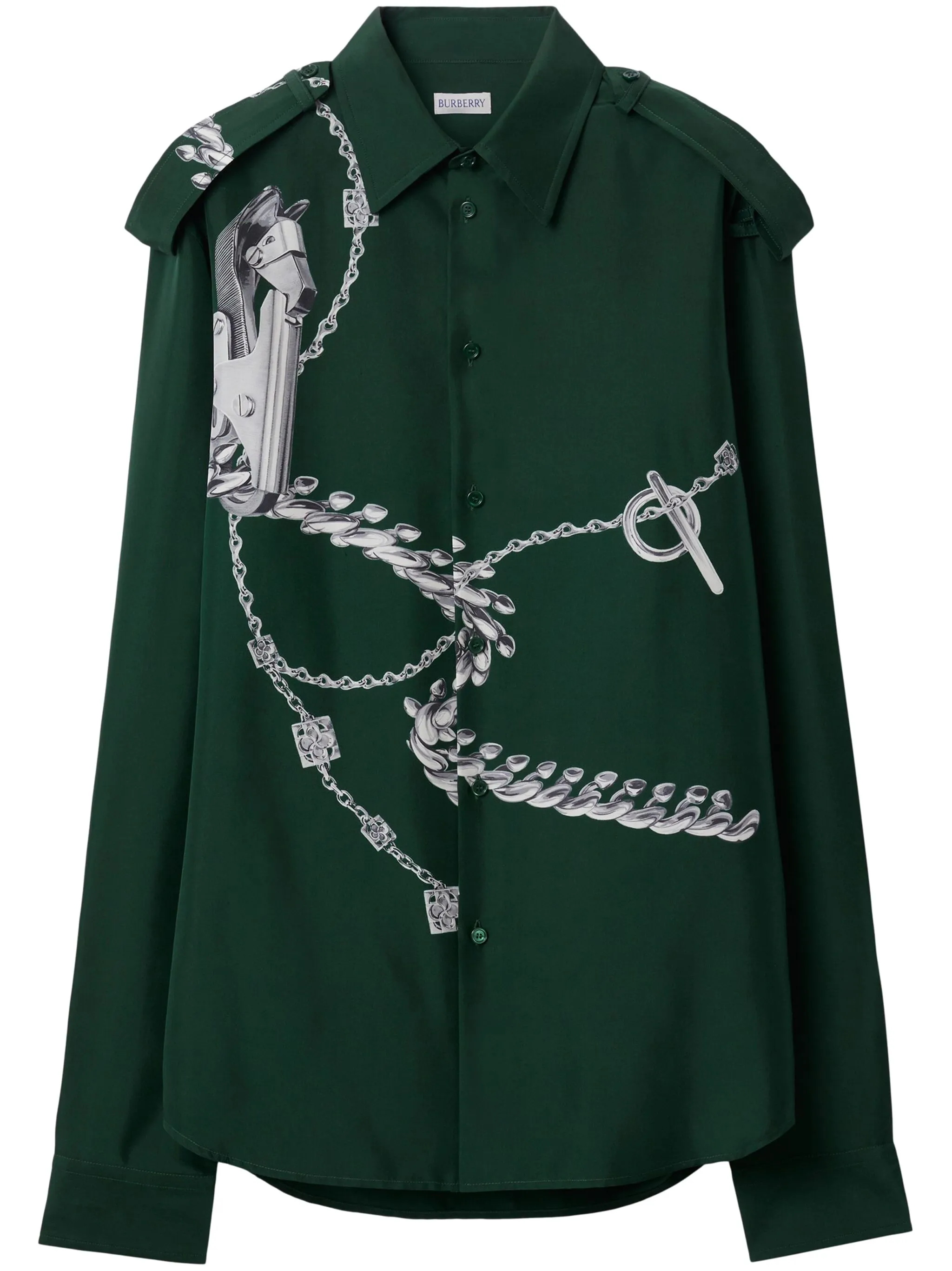 Шелковая рубашка с принтом Knight Accessories Burberry, зеленый
Шелковая рубашка с принтом Knight Accessories Burberry, зеленый